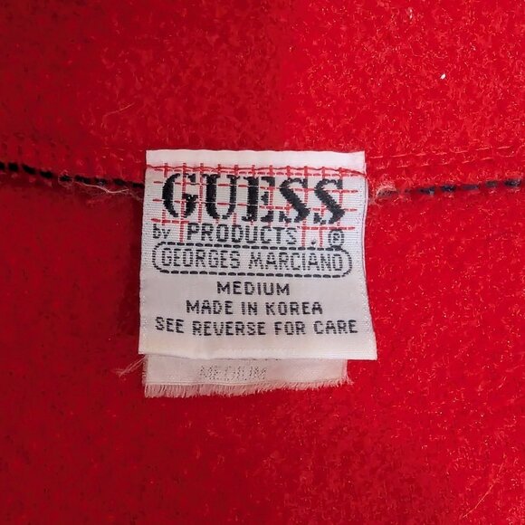 Vintage Guess USA Red Fleece Sweatshirt Quarter Zip - Size M - Picture 6 of 12